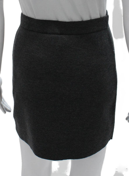 Marella Womens Straight Pencil Wool Mini Skirt Gray Pull On Size S