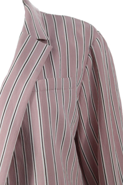 Tibi Women Blazer Pink Striped Viscose Button Long Sleeve Size M
