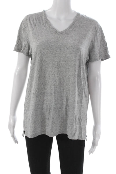 Vince Womens Basic V-Neck Short Sleeve T-Shirt Gray Size M