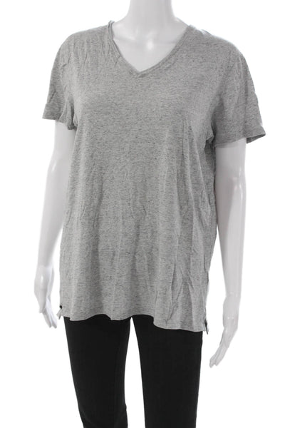 Vince Womens Basic V-Neck Short Sleeve T-Shirt Gray Size M