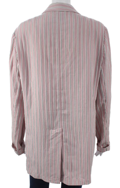Tibi Women Blazer Pink Striped Viscose Button Long Sleeve Size M