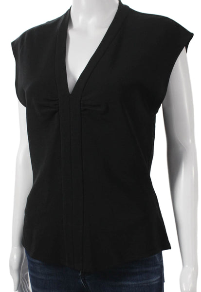Charles Chang-Lima Women Black Viscose V-Neck Sleeveless Blouse Size 8
