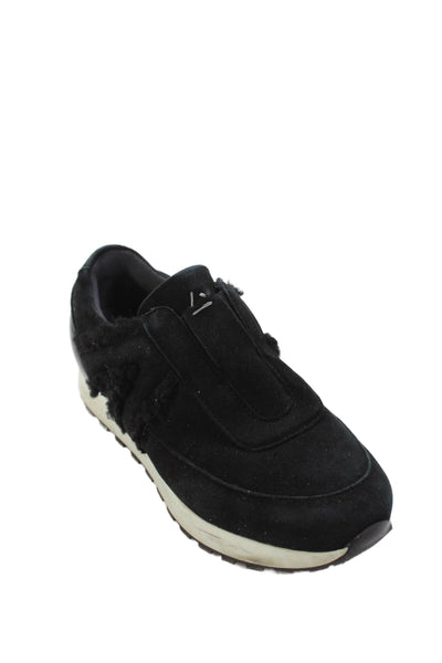 Aquatalia Womens Suede Slide On Casual Sneakers Black Size 7.5