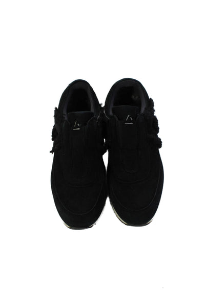 Aquatalia Womens Suede Slide On Casual Sneakers Black Size 7.5