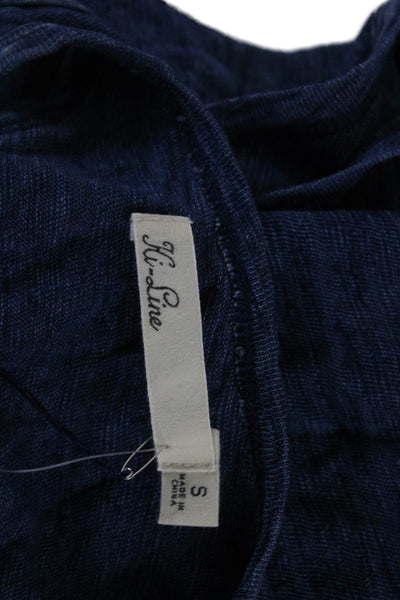 Hi-Line Madewell Women Basic Cotton Henley Button Sleeveless Tank Blue Size S