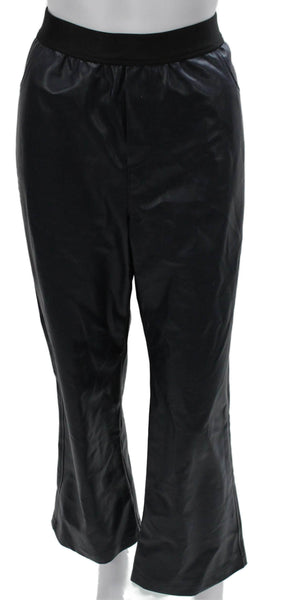 Stateside Women Dress Pants Black Polyurethane Pull On Size L