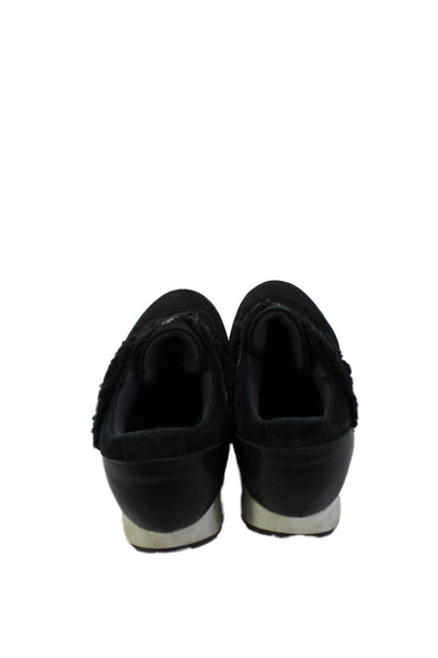 Aquatalia Womens Suede Slide On Casual Sneakers Black Size 7.5