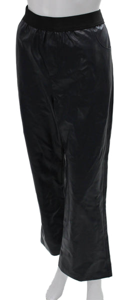 Stateside Women Dress Pants Black Polyurethane Pull On Size L