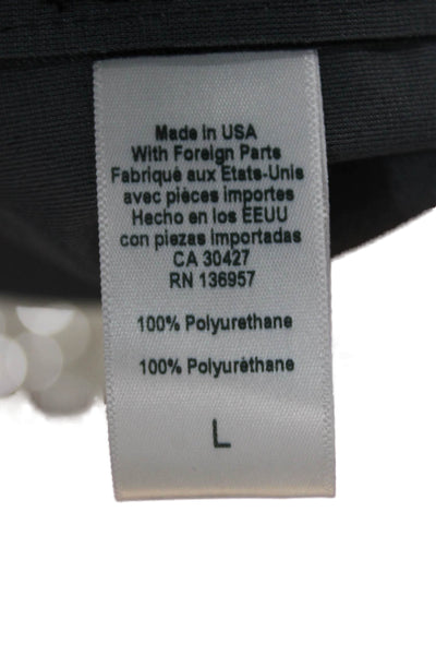 Stateside Women Dress Pants Black Polyurethane Pull On Size L