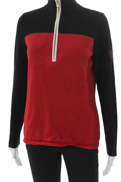 Lauren Ralph Lauren Women Black Cotton Mock Neck Pullover Sweater Size L
