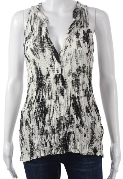 Joie Womens Silk Tunic Sleeveless V-Neck Animal Print Black Size M