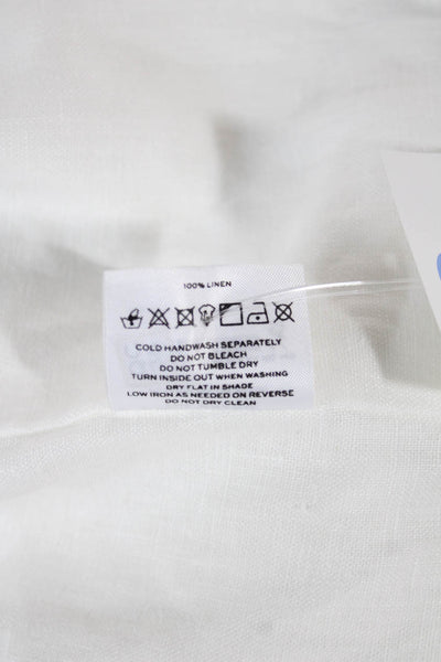Gerard Darel Women Cropped Linen V-Neck Tie Long Sleeve Blouse White Size 40