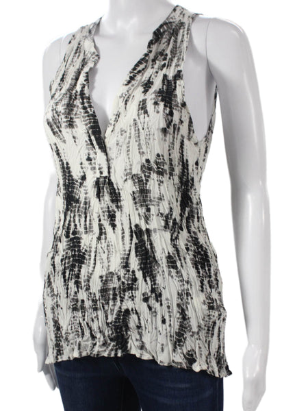 Joie Womens Silk Tunic Sleeveless V-Neck Animal Print Black Size M