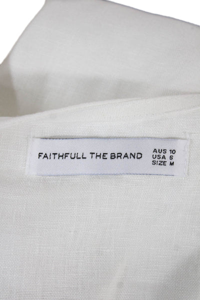 Gerard Darel Women Cropped Linen V-Neck Tie Long Sleeve Blouse White Size 40