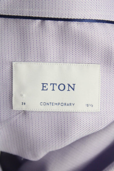 Eton Mens Collared Purple Cotton Long Sleeve Shirt Button Solid Size L