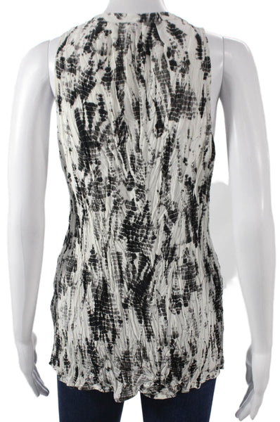 Joie Womens Silk Tunic Sleeveless V-Neck Animal Print Black Size M