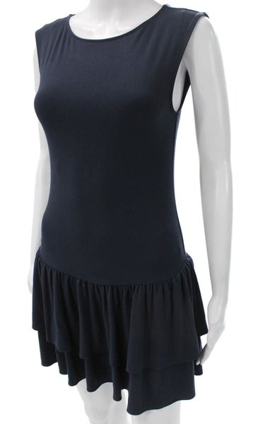 Wilfred Women Mini Dress Black Sleeveless Round Neck Acrylic Pullover Size S
