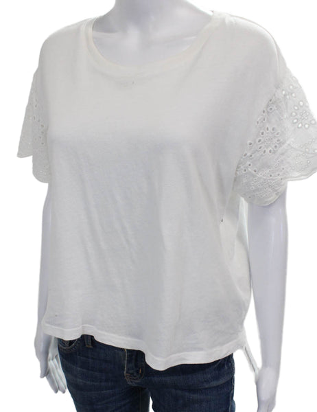 Rails Womens Basic White Cotton Crew Neck Short Sleeve T-Shirt Size S
