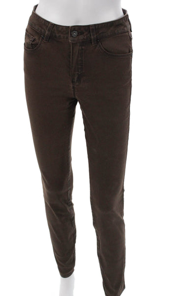 Massimo Dutti Womens Skinny Jeans Brown Mid Rise Cotton Size 4