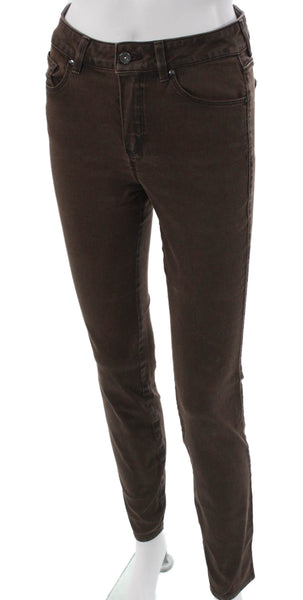 Massimo Dutti Womens Skinny Jeans Brown Mid Rise Cotton Size 4