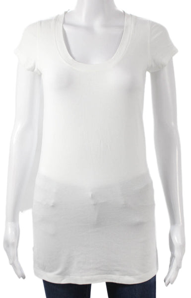 Theory Women White Scoop Neck Basic T-Shirt Short Sleeve Cotton Size M