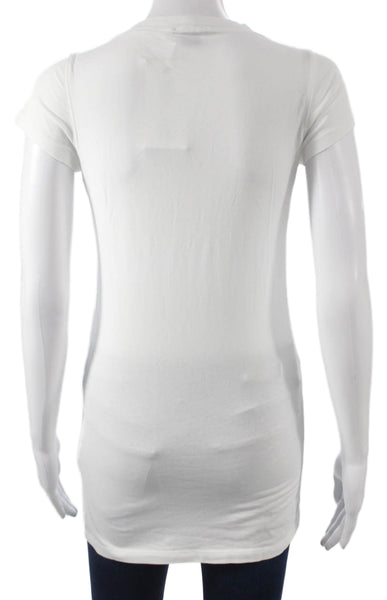 Theory Women White Scoop Neck Basic T-Shirt Short Sleeve Cotton Size M