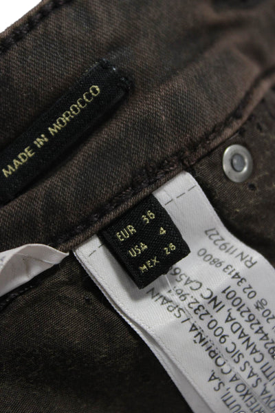 Massimo Dutti Womens Skinny Jeans Brown Mid Rise Cotton Size 4