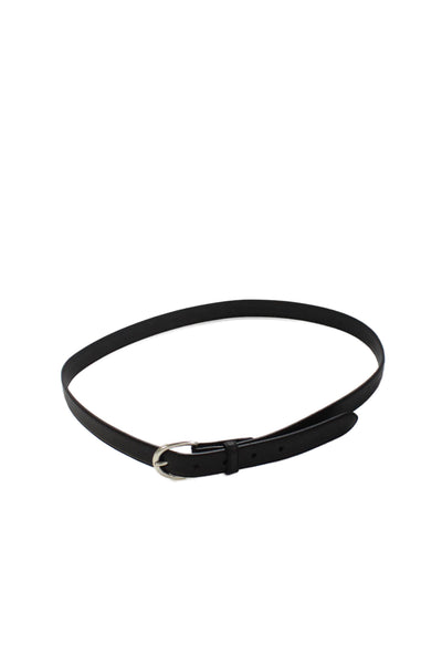Ralph Lauren Womens Leather Silver Tone Buckle Classic Belt Black Size 40