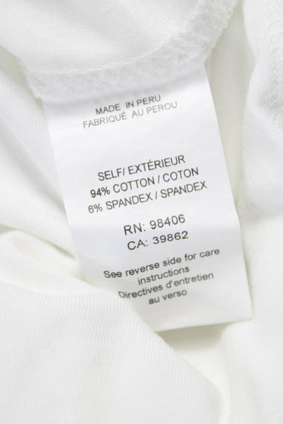 Theory Women White Scoop Neck Basic T-Shirt Short Sleeve Cotton Size M