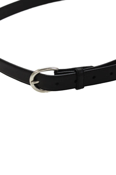 Ralph Lauren Womens Leather Silver Tone Buckle Classic Belt Black Size 40