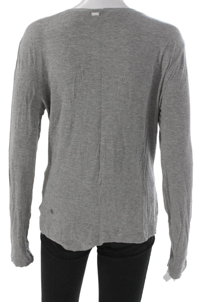St. John Womens Basic Gray Rayon V-Neck Long Sleeve T-Shirt Size M
