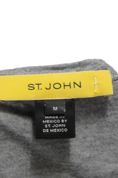 St. John Womens Basic Gray Rayon V-Neck Long Sleeve T-Shirt Size M