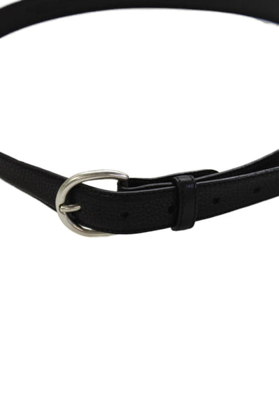 Ralph Lauren Womens Leather Silver Tone Buckle Classic Belt Black Size 36