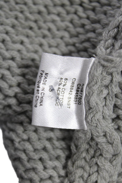 Chaser Women Striped Collared Cotton Cardigan Long Sleeve Gray Size S