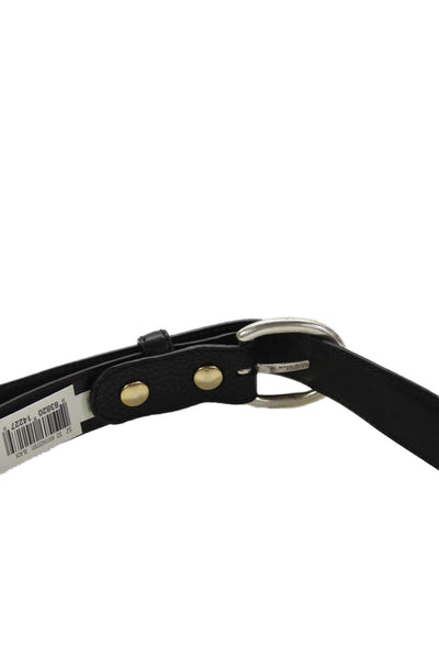 Ralph Lauren Womens Leather Silver Tone Buckle Classic Belt Black Size 36