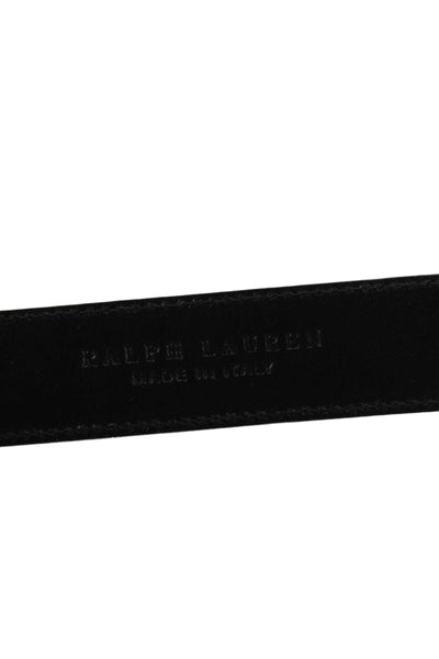 Ralph Lauren Womens Leather Silver Tone Buckle Classic Belt Black Size 36