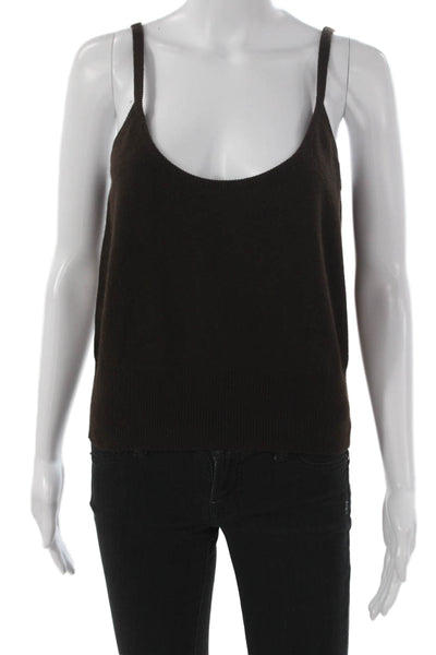 Celine Womens Cashmere Tank Brown Scoop Neck Sleeveless Size 38