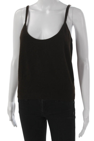 Celine Womens Cashmere Tank Brown Scoop Neck Sleeveless Size 38