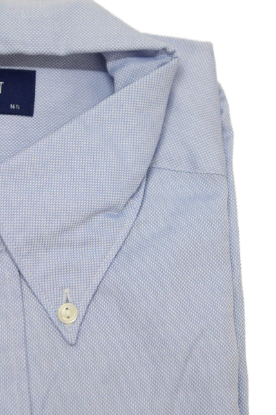 Eton Mens Blue Cotton Collared Long Sleeve Button-Up Shirt Size L