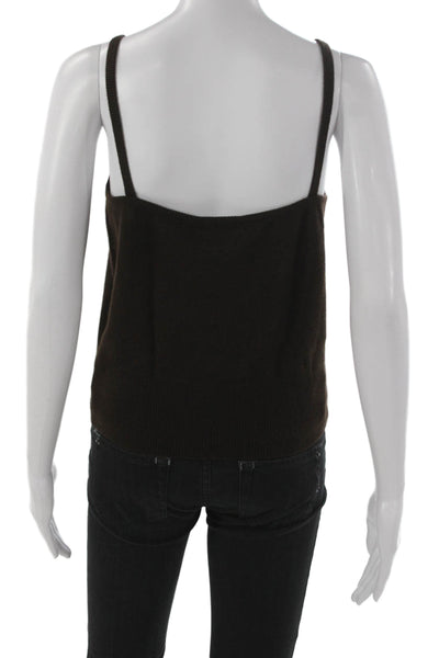 Celine Womens Cashmere Tank Brown Scoop Neck Sleeveless Size 38