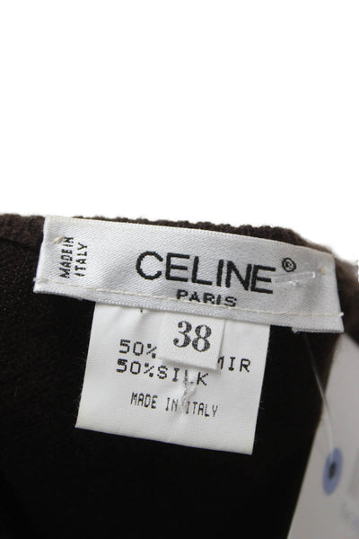 Celine Womens Cashmere Tank Brown Scoop Neck Sleeveless Size 38