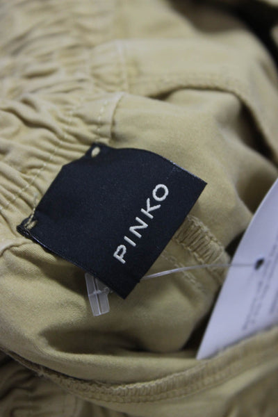 Pinko Womens Paperbag Pants Beige Cotton Buckle Inseam 26 Size 42
