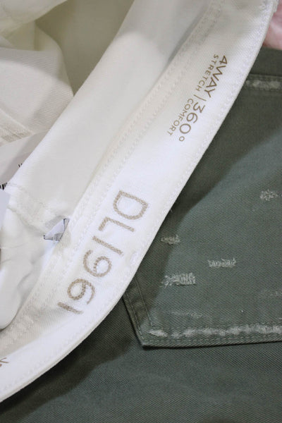 DL1961 Womens White Bootcut Jeans Mid Rise Zip Inseam 32 Size 26