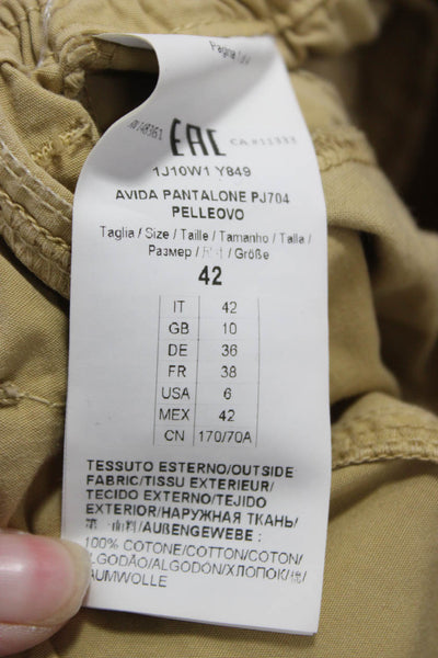 Pinko Womens Paperbag Pants Beige Cotton Buckle Inseam 26 Size 42
