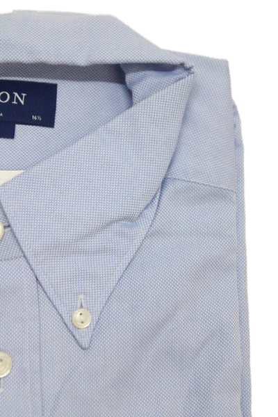 Eton Mens Collared Cotton Long Sleeve Blue Button Shirt Size L