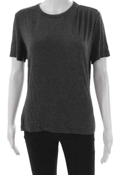 St. John Womens Basic Gray Short Sleeve Crew Neck T-Shirt 99% Viscose Size M