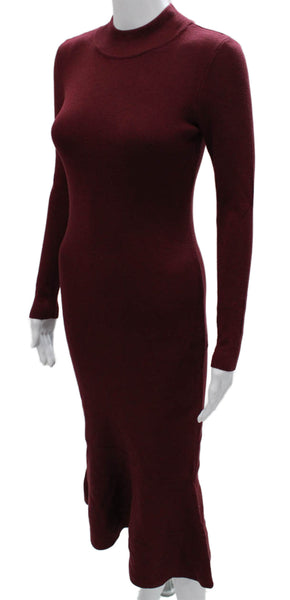 T Tahari Women Red Rayon Mock Neck Sweater Dress Long Sleeve Size XS