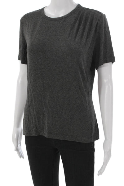 St. John Womens Basic Gray Short Sleeve Crew Neck T-Shirt 99% Viscose Size M
