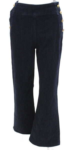 Luisa Spagnoli Women Flared Jeans Blue Cotton Solid Size 40