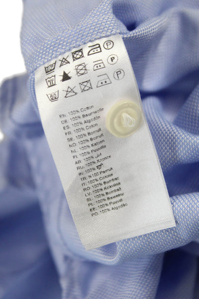 Eton Mens Collared Cotton Long Sleeve Blue Button Shirt Size L